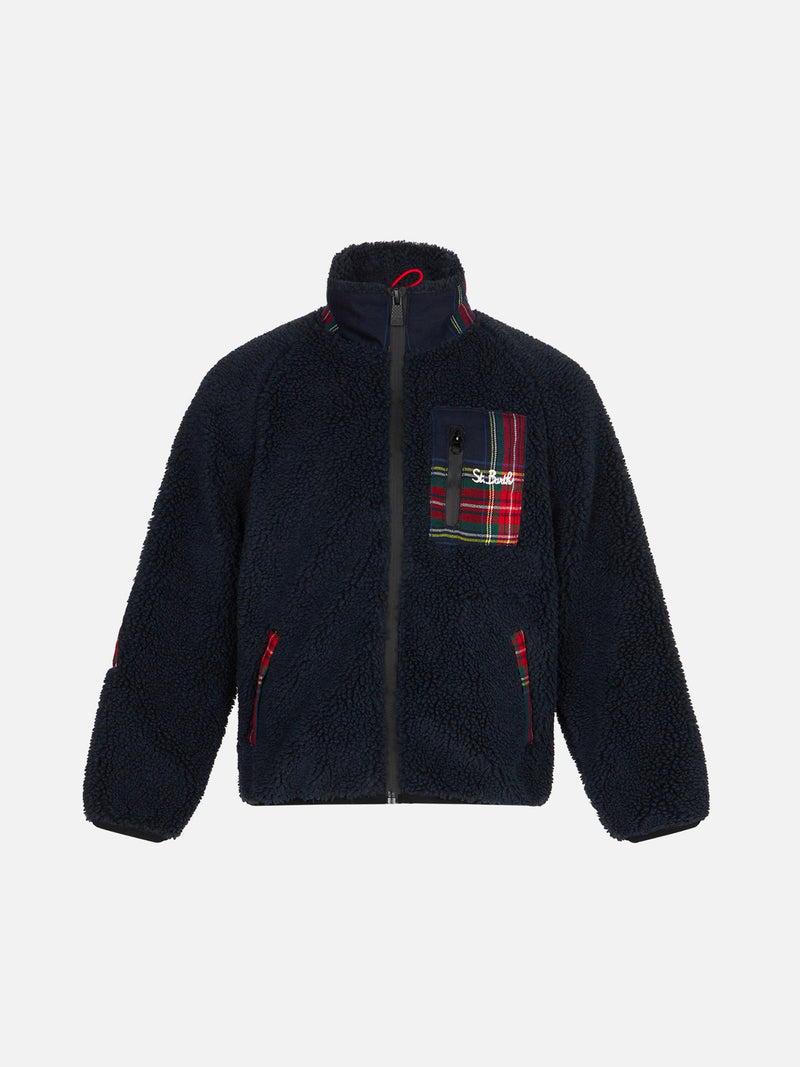 Kid sherpa jacket with pocket and St. Barth embroidery