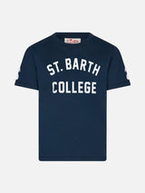 Kid cotton t-shirt with St. Barth College lettering