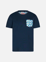Jungen-T-Shirt aus Baumwolle mit Tasche mit Hai-Aufdruck