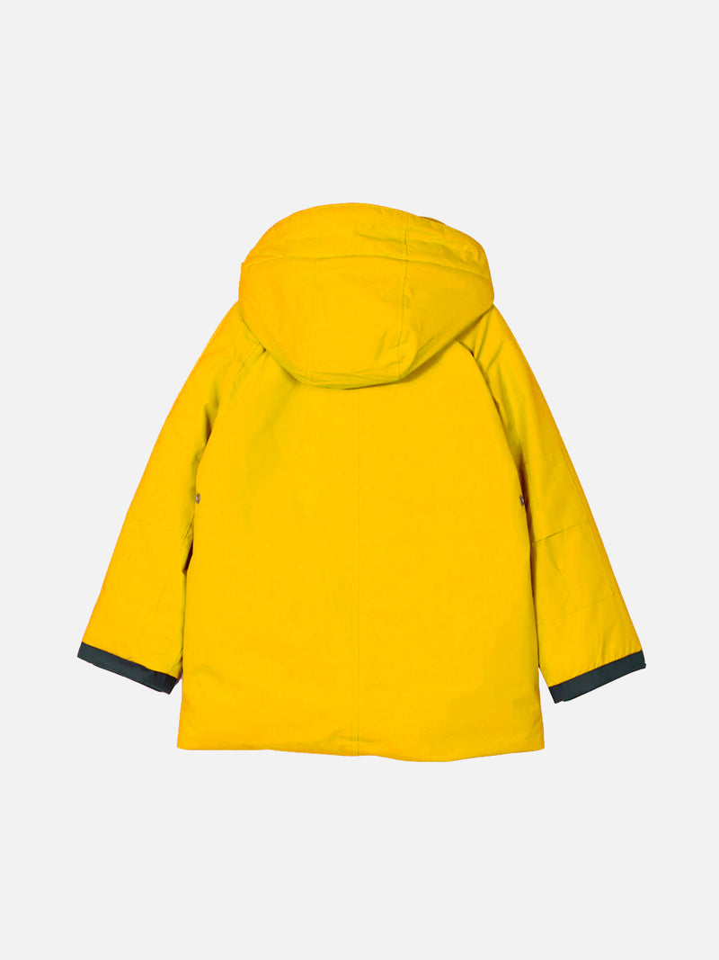 Boy hooded yellow parka jacket