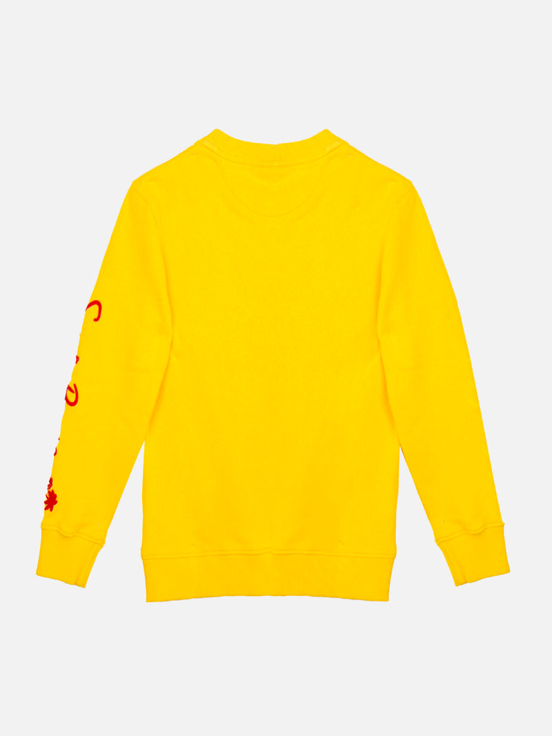 Kid yellow cotton sweatshirt with embroidery