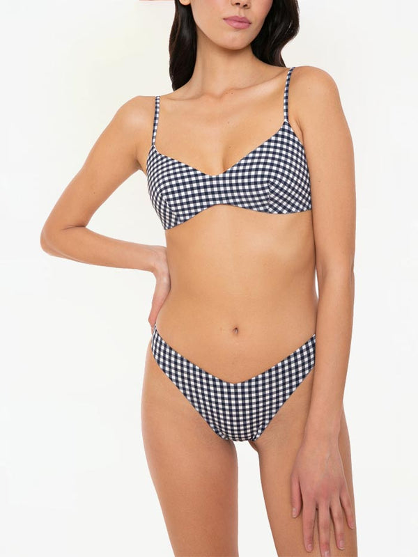 Bralette-Bikini mit Gingham-Print