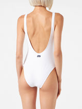 Woman one piece swimsuit with The Bride (maybe) embroidery