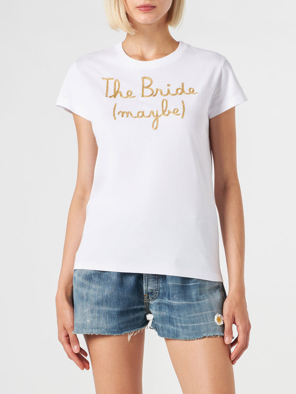 T-shirt da donna in cotone con ricamo The Bride (maybe)