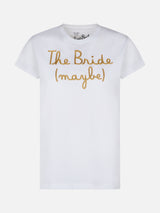 Damen-T-Shirt aus Baumwolle mit der Aufschrift „The Bride (maybe)“.