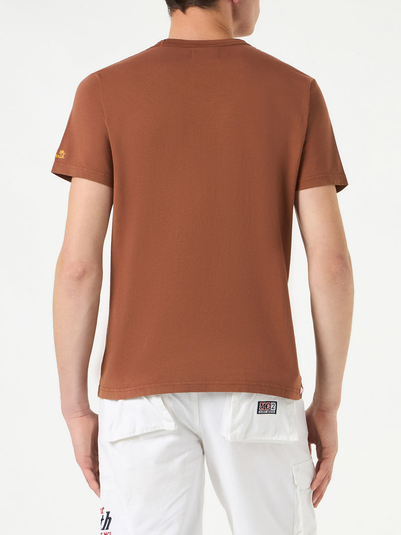 Man brown cotton t-shirt