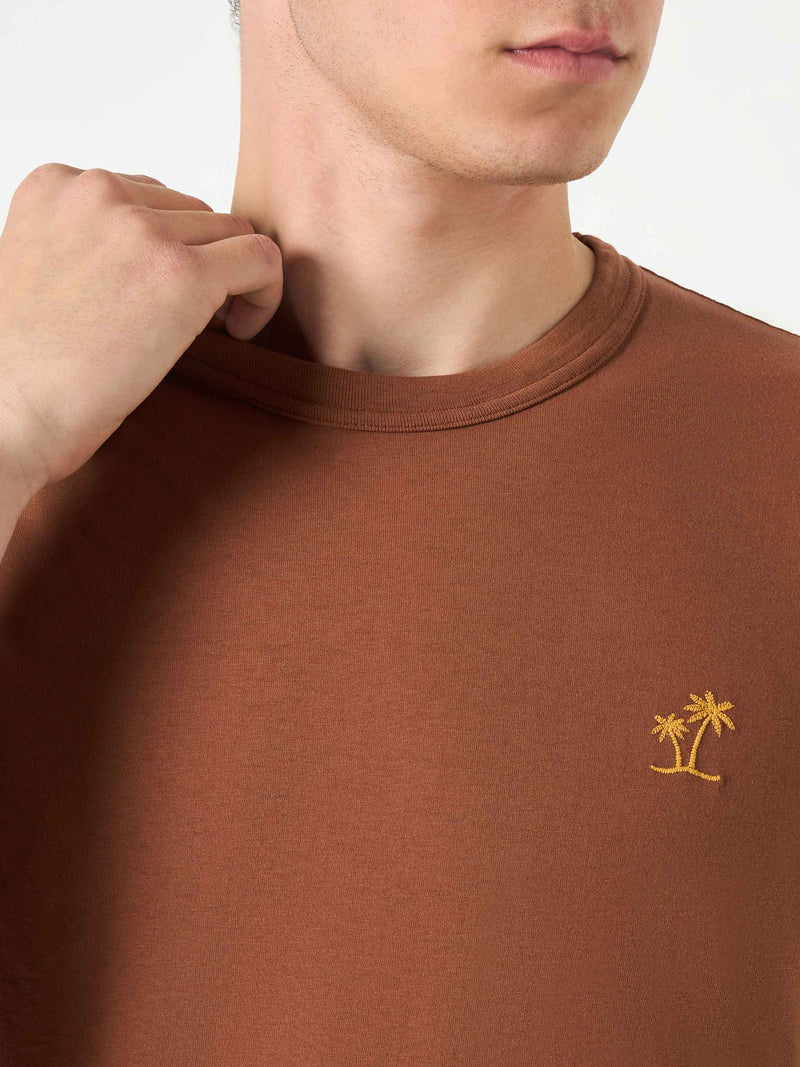 T-shirt da uomo in cotone marrone