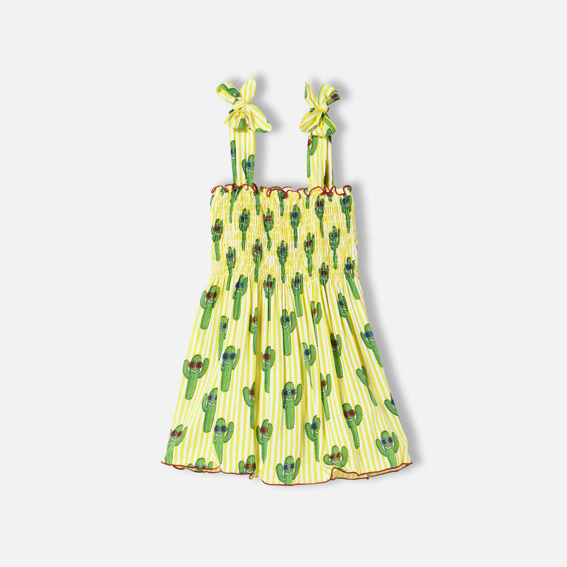 Girl dress happy cactus print