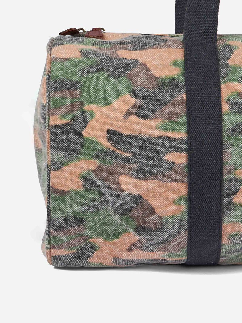 Travel duffel bag with camouflage print