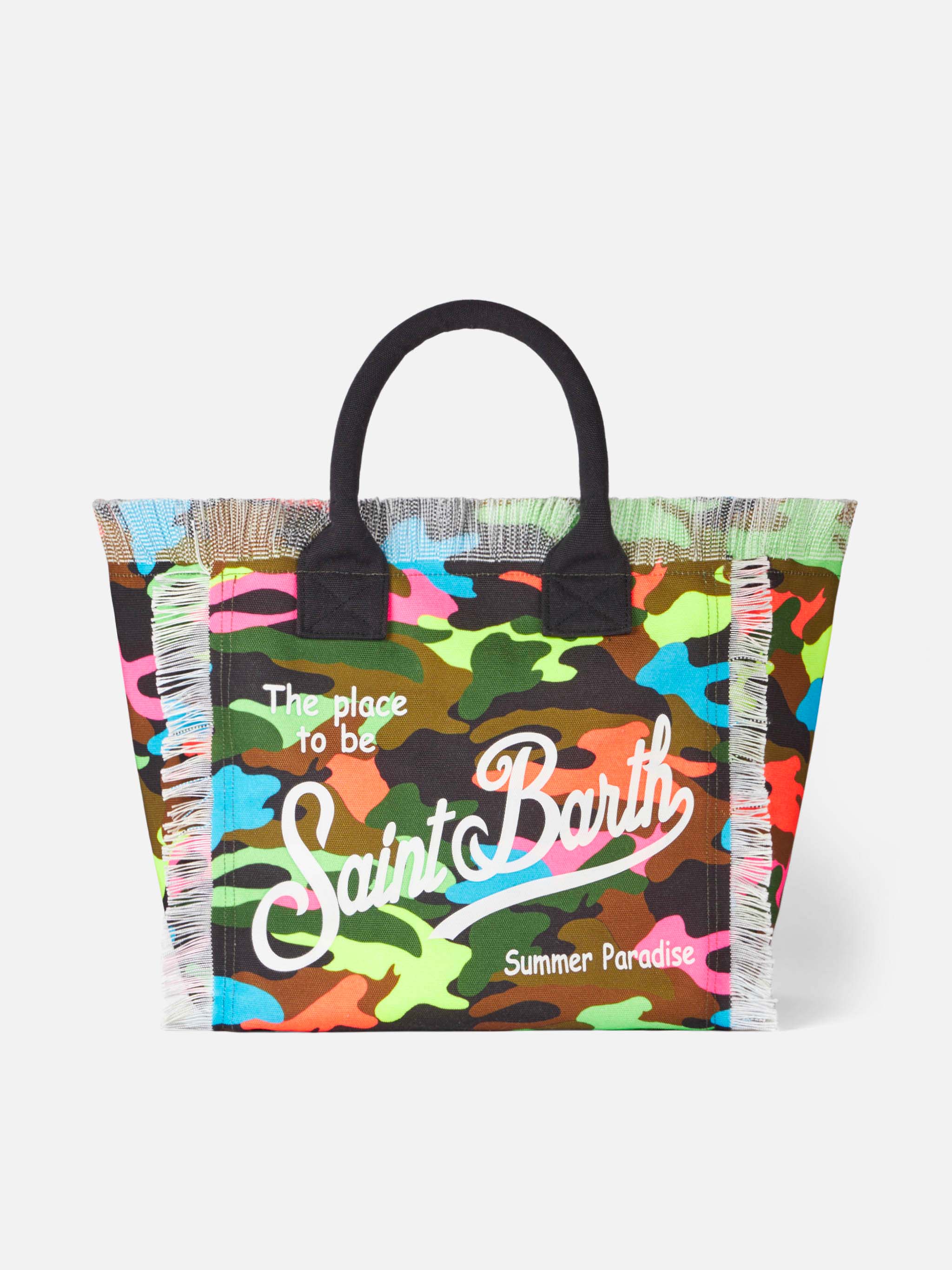 Vanity canvas shoulder bag with fluo camouflage print – MC2 Saint Barth