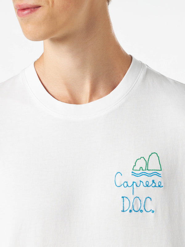 Man cotton t-shirt with Caprese D.O.C. embroidery