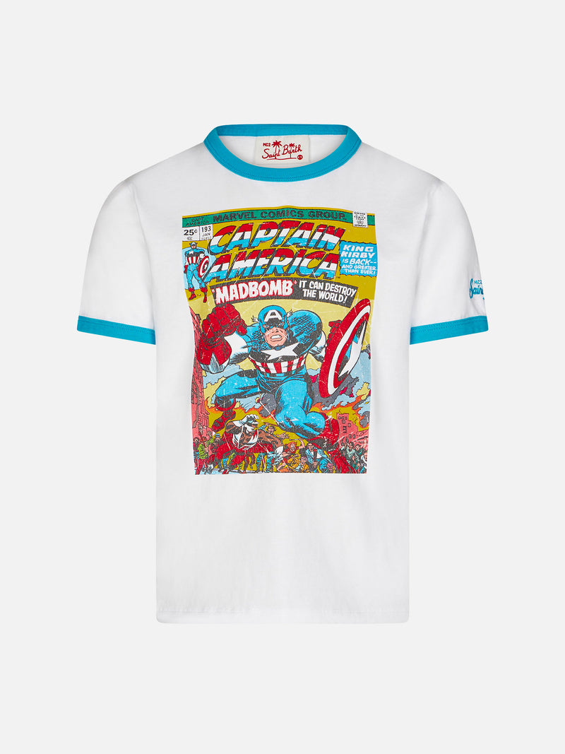 Kid white cotton t-shirt with Captain America print | MARVEL SPECIAL EDITION