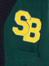 Cardigan in maglia con patch e ricamo St. Barth College