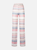 Multicolor pink knitted palazzo pants