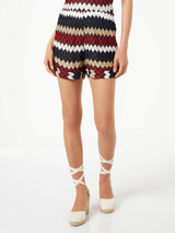 Burgundy chevron knitted shorts