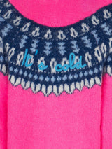 Girl brushed crewneck sweater with nordic jacquard