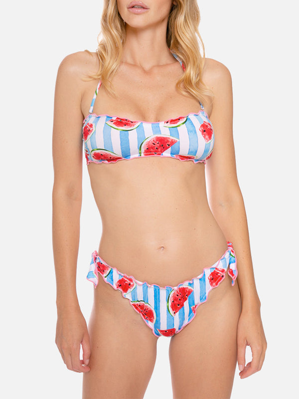 Bandeau-Bikini mit Wassermelonenmuster