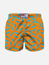 Micro crocodiles  print boy's orange  swimshorts