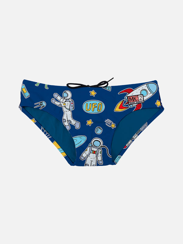 Slip da bagno da bambino con stampa astronauti