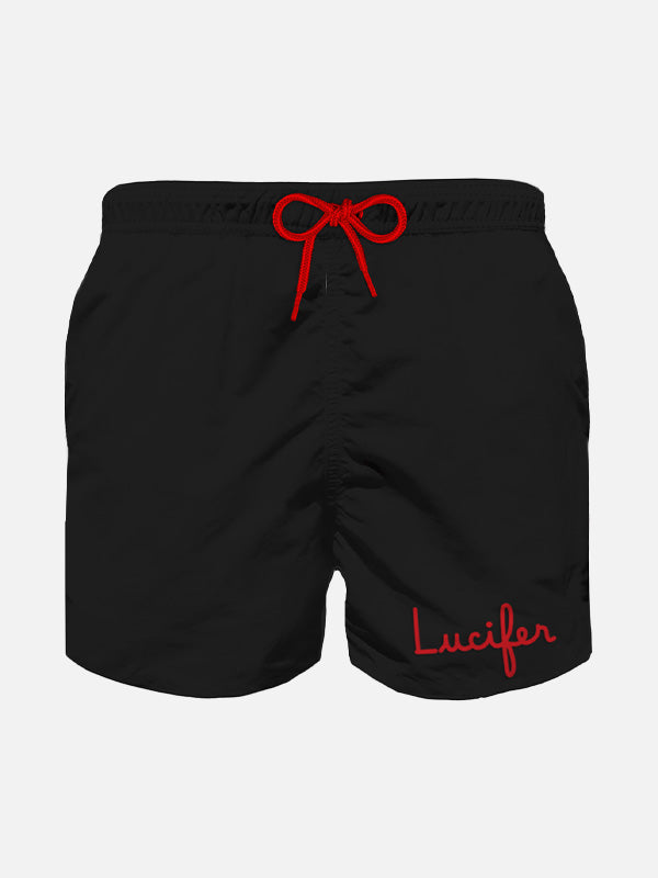 Boy swim shorts with Lucifer embroidery