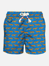 Light fabric man swim shorts leopard print