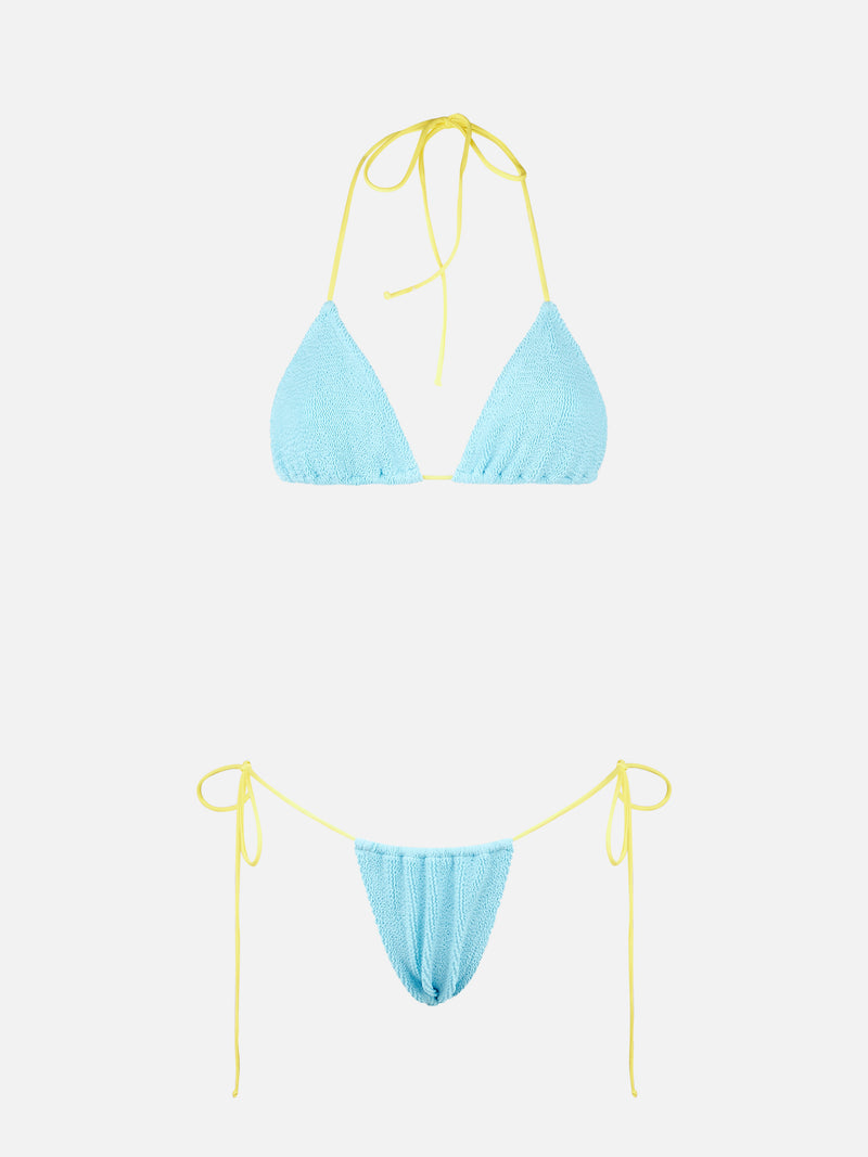 Hellblauer Crinkle-Triangel-Bikini für Damen | MELISSA SATTA SONDEREDITION