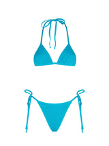 Woman turquoise crinkle triangle bikini