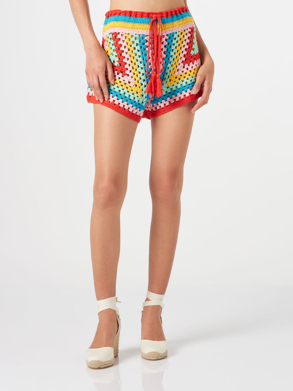 Multicolor crochet shorts