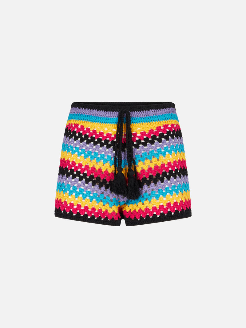 Multicolor crochet shorts