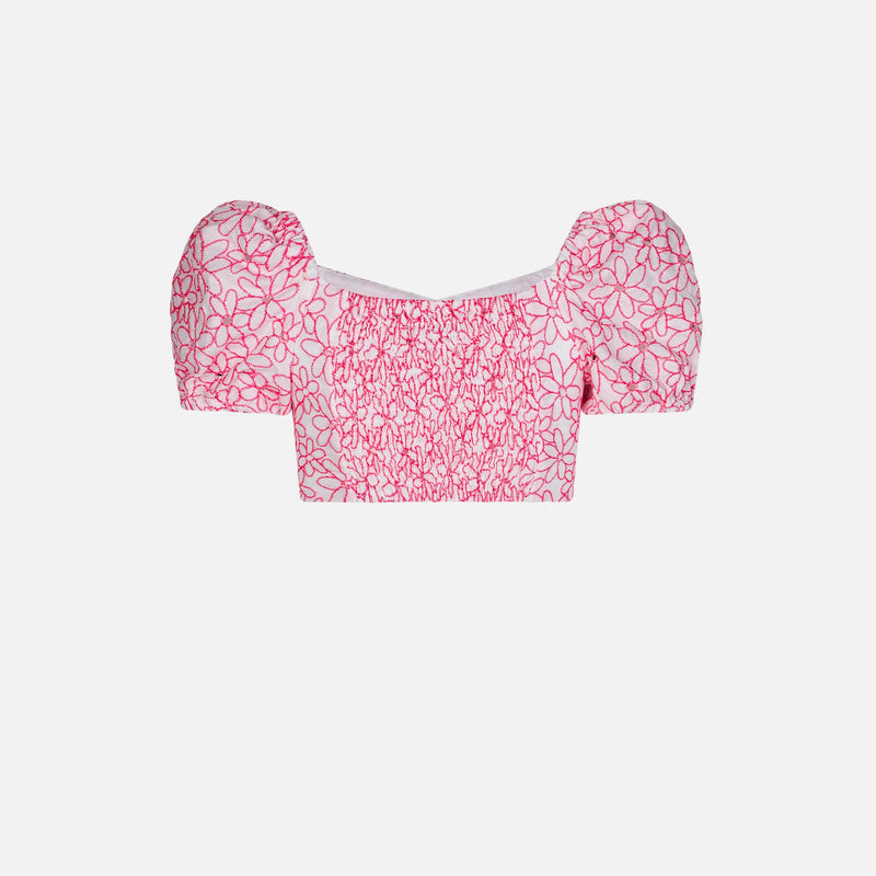 Girl crop top with daisy embroidery