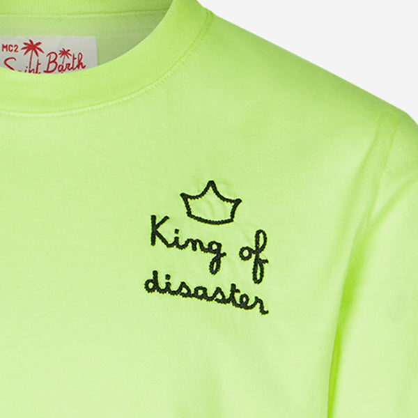T-shirt da bambino con ricamo King of disaster