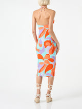 Kleid mit Longuette-Ausschnitt und Wellenmuster