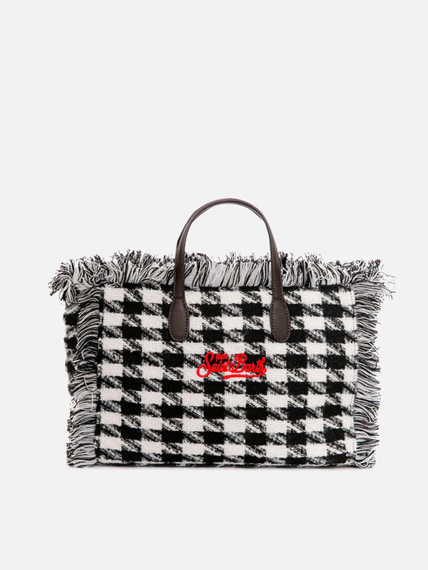 Colette wooly handbag with houndstooth print