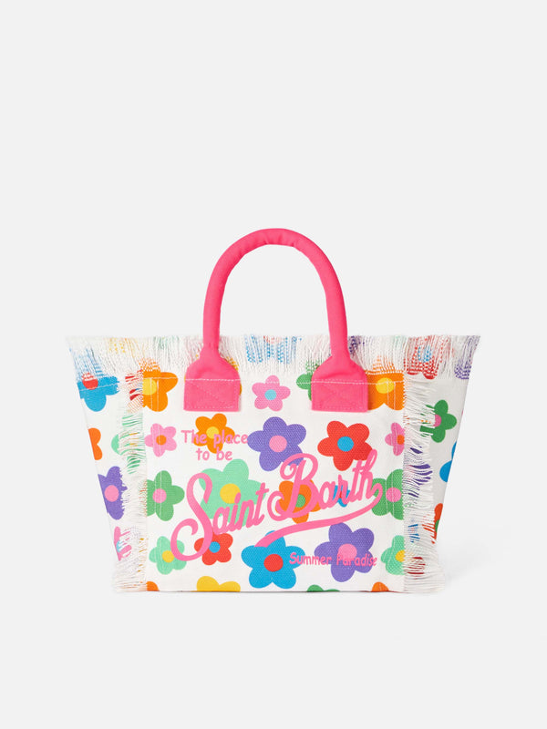 Mehrfarbige Colette-Handtasche aus Baumwollcanvas mit Blumendruck