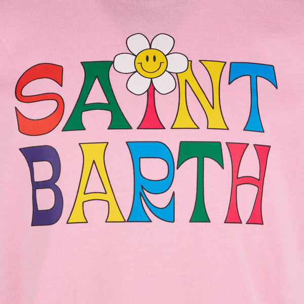 T-shirt da bambina con logo Saint Barth e margherita