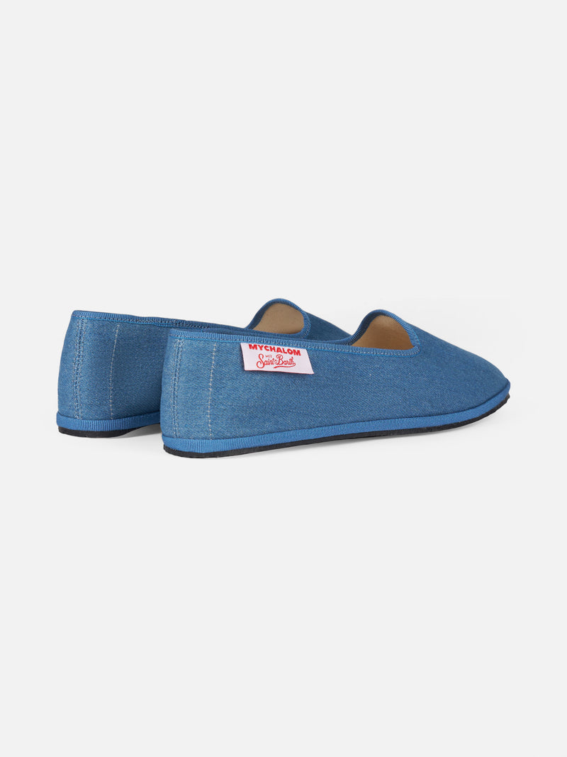Woman denim slipper loafers | MY CHALOM SPECIAL EDITION