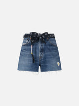 Woman denim shorts with embroidery