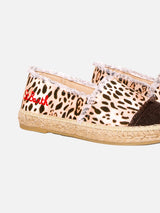Animalier print canvas espadrillas with embroidery