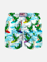 Boy swim shorts with dinosaur print