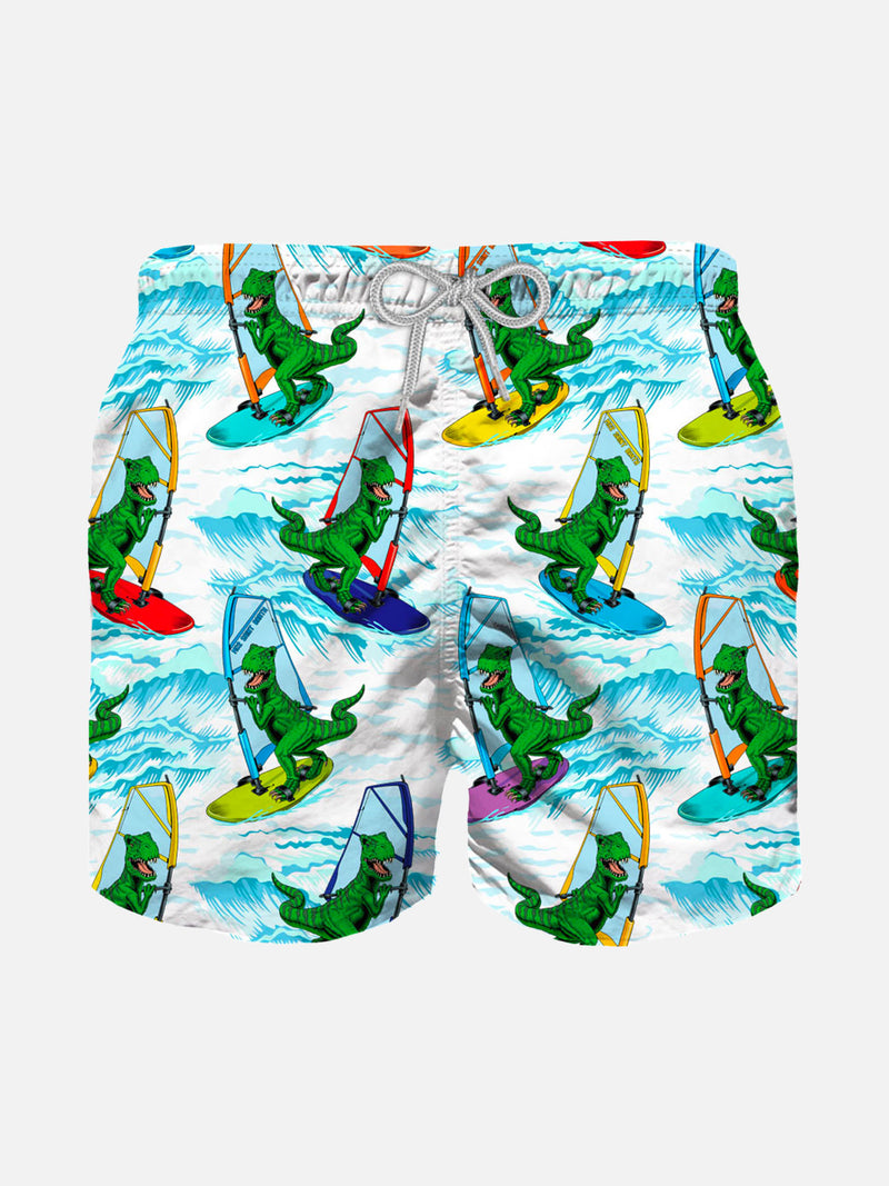 Boy swim shorts with dinosaur print