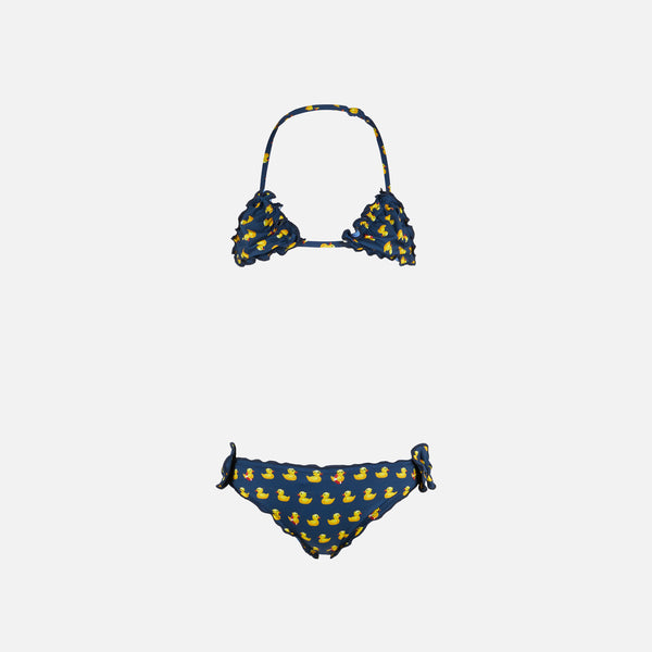 Girl triangle bikini with ducky print