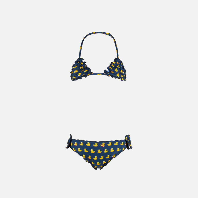 Bikini da bambina a triangolo  con stampa papere