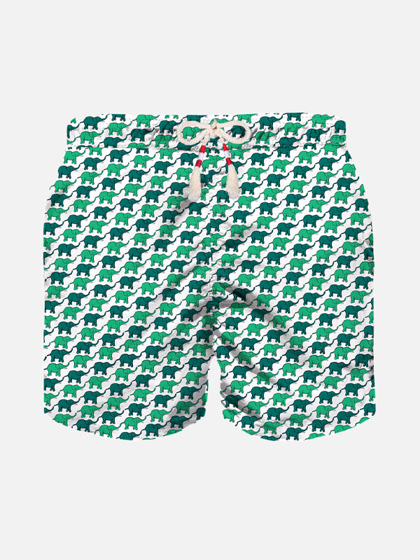 Boy swim shorts with elephant print