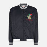 Man blue navy jacket with parrots embroidery