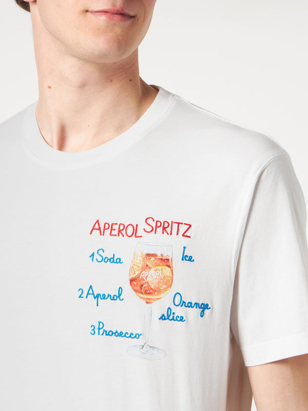 Herren-T-Shirt aus Baumwolle mit Aperol Spritz-Stickerei vorne | APEROL SONDEREDITION
