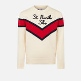 Boy crewneck sweater with Saint Barth ski embroidery