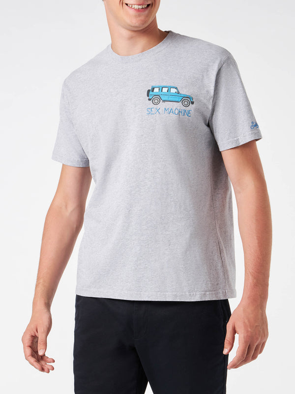 Herren-T-Shirt aus schwerer Baumwolle mit „Sex Machine“-Stickerei