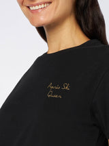 Woman heavy cotton t-shirt with Aprés Ski Queen embroidery