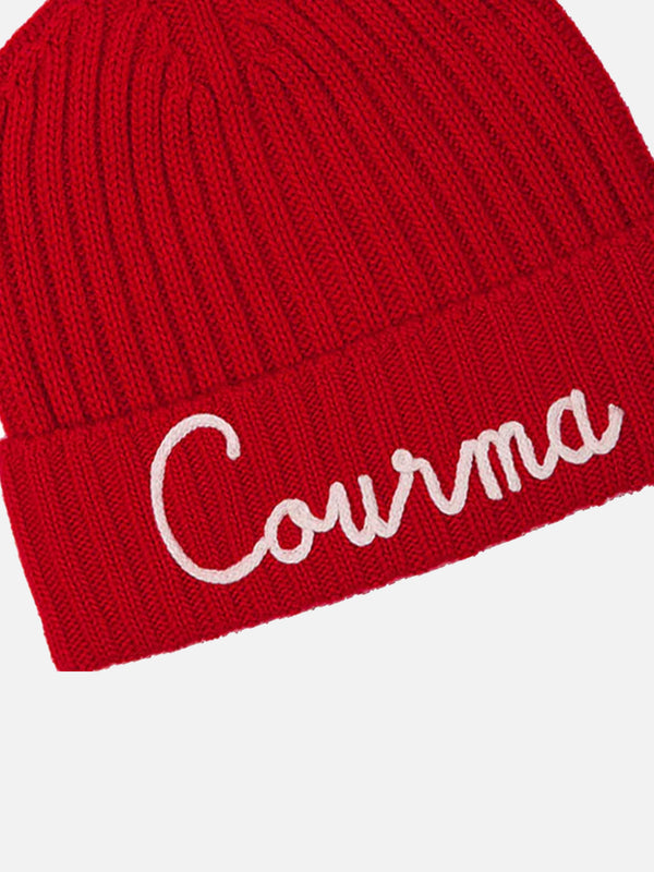 Cappello in misto Cashmere rosso ricamo Courma
