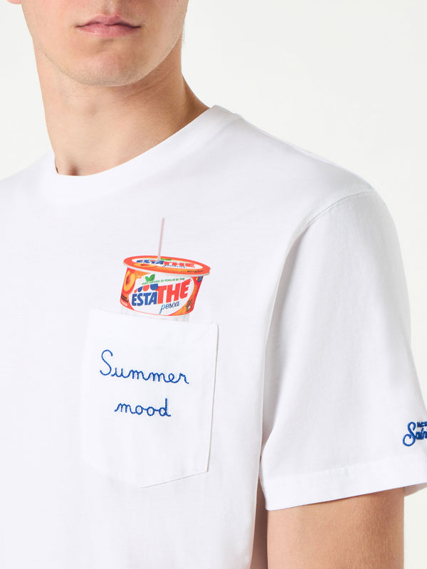 Herren-T-Shirt aus Baumwolle mit Estathé Summer Mood-Stickerei | ESTATHE' SONDERAUSGABE